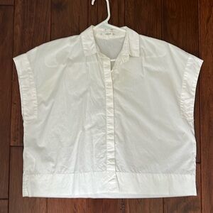 Mango White Sleeveless Drop-Shoulder Collared Button-Up Shirt - Size 2
